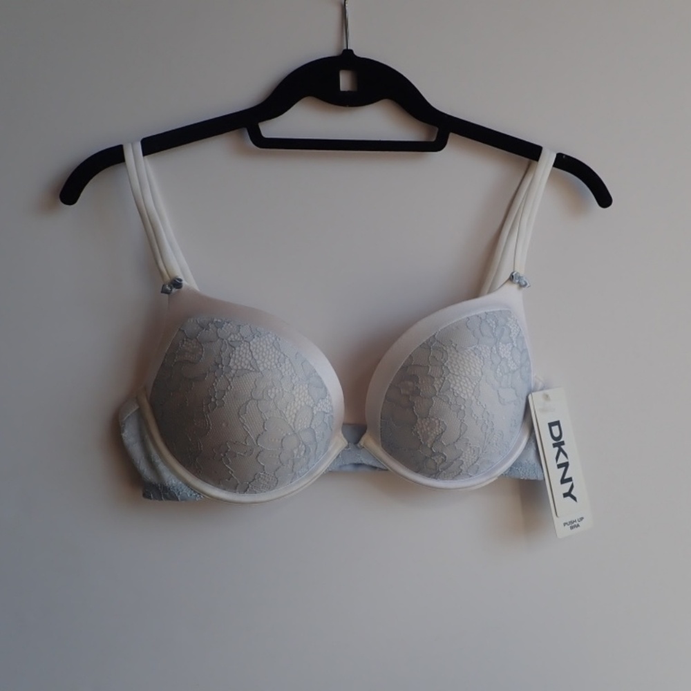 NWT DKNY 36C Pushup Push Up Bra White Blue Bridal